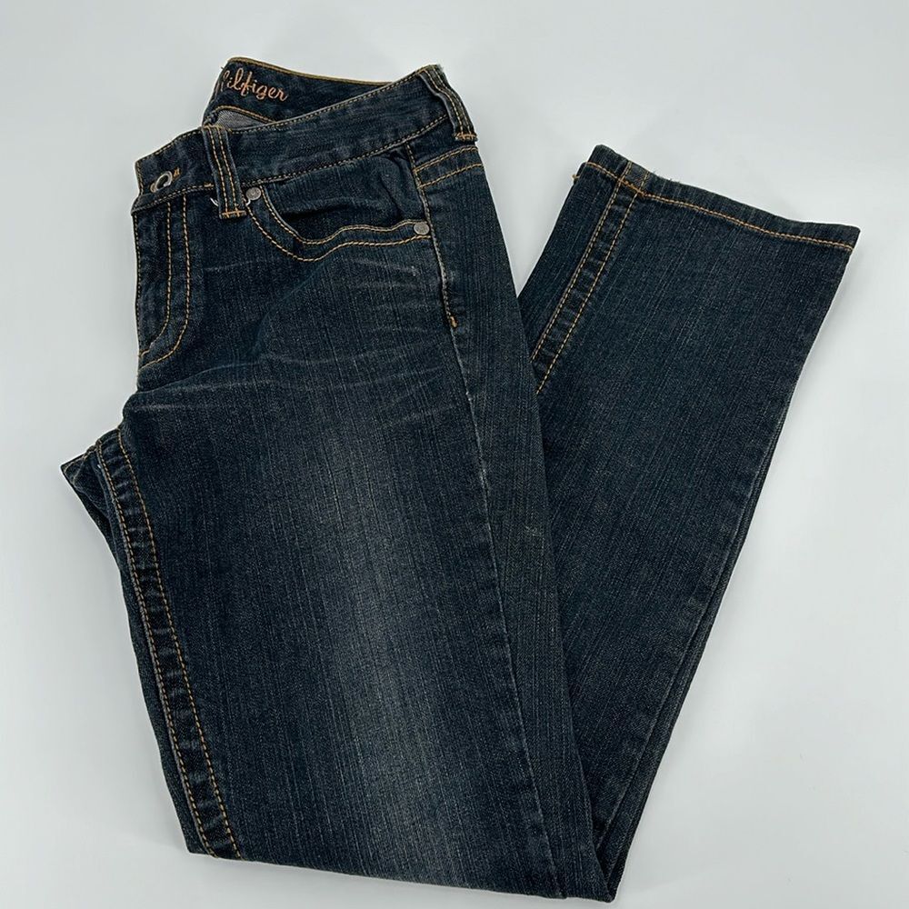 Tommy Hilfiger Jeans Wm No Tag Dark Wash 90s Y2K Contast Stitching Flap Pockets